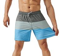 MaaMgic Pantaloncini da Bagno Uomo 4 Way Stretch per Vacanze estive Asciugatura Rapida Costume da Spiaggia Piscina Multicolori, Grigio e Blu, XXL