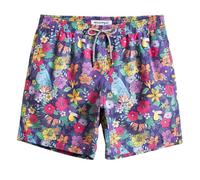 MaaMgic Pantaloncini da Bagno Uomo con Ananas Stampato Asciugatura Rapida e Fodera in Mesh per Spiaggia Piscina e Vacanze al Mare, Fiori Pappagalli Viola, S
