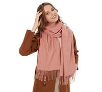 MaaMgic Sciarpa da donna invernale in cashmere grande sciarpa poncho calda sciarpa grande scialle sciarpa idea regalo donna cotone multicolore con frange 200 × 70 cm, Rosa nuda, 200*70 cm