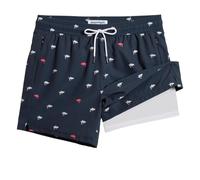 MaaMgic Uomo Pantaloncini da Surf 2-in-1 con Compressione | 5 5' Pollici Interni Asciugatura Rapida Costume da Bagno Corti con Tasche Interna Mini Squalo Blu Bianco 5.5 S