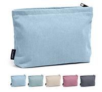 MAANGE Borse cosmetiche per le donne Piccola borsa per il trucco per borsa in velluto a coste Sacchetto per il trucco da viaggio con cerniera in metallo Borsa per il trucco per viaggiare, Blu
