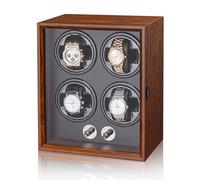 MAAOBR Automatic Watch Winder Box With Led Light, watches winders for 1/2/4/6 Automatic Watches, 4 Rotation Modes, Super Quiet Motor, Soft Flexible Watch Pillows(Amberwood Color,4 Gang)
