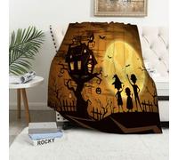 MAAPCHP Coperta Pile Blanket Castello di Halloween in una foresta mistica e Coperta di Flanella Coperta per Adulti per Bambini Caldo Divano per Il Tempo Libero Sedia Soffice Coperta Soffice130x150cm