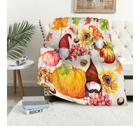 MAAPCHP Coperta Pile Blanket Gnomi nel Ringraziamento - zucca girasoli fogli Coperta di Flanella Coperta per Adulti per Bambini Caldo Divano per Il Tempo Libero Sedia Soffice Coperta Soffice150x200cm