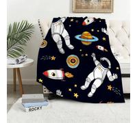 MAAPCHP Coperta Pile Blanket Modello con astronauti e pianeti Coperta di Flanella Coperta per Adulti per Bambini Caldo Divano per Il Tempo Libero Sedia Soffice Coperta Soffice130x150cm