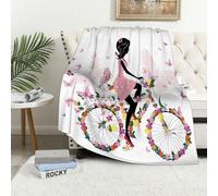 MAAPCHP Coperta Pile Blanket Ragazza in bicicletta con farfalle romantiche Coperta di Flanella Coperta per Adulti per Bambini Caldo Divano per Il Tempo Libero Sedia Soffice Coperta Soffice130x150cm