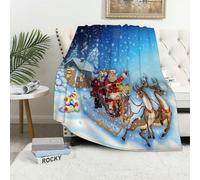 MAAPCHP Coperta Pile Blanket Slitta di Babbo Natale con renne e giocattoli i Coperta di Flanella Coperta per Adulti per Bambini Caldo Divano per Il Tempo Libero Sedia Soffice Coperta Soffice150x200cm