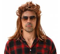 MAASKANTJE "Bami" Mullet retrò mullet Parrucca marrone chiaro bruno Taglia:taglia unica