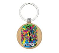 Maastricht - Portachiavi da viaggio con mappa della città dei Paesi Bassi, portachiavi in legno, portachiavi, etichetta personalizzata per borsa