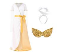 Maazusa Costume natalizio da angelo, con fascia per capelli, ali dorate, per Natale, feste di compleanno, unisex, taglia M