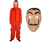 Maazusa Tuta da uomo per rapinatore, 2 pezzi, maschera da ladro, costume per carnevale, festa mondiale del libro (XXL)