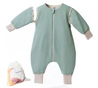 Mababu Sacco Nanna 2.5 TOG per Tutte le Stagioni con Piedi & Maniche | Cotone Biologico GOTS | Polsini Pieghevoli | Autunno & Inverno - 70cm, Sea Green