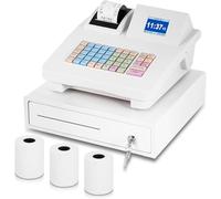 MABAOHENG - Cassa per il commercio con display a LED, registratore di cassa elettronico con 3 rotoli di stampa termica da 58 mm, sistema di cassa intelligente al dettaglio con cassetto contanti per