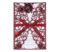 Mabbcoo 50 inviti di nozze, inviti personalizzati tagliati al laser con buste e biglietti RSVP per Quinceanera Bridal Baby Shower Compleanno - Borgogna