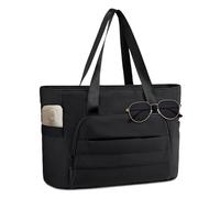 Mabceol Borsa a Mano Donna Tracolla Tote Bag- Shopper Grande Impermeabile con Zip e Porta PC 15,6", per Viaggio, Sport, Ufficio, Scuola, Palestra (Nero)