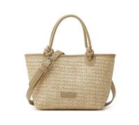 Mabecol Borsa Paglia Donna Estiva con Pochette - Borsa a Spalla Piccola Mare Elegante Borsetta Tote Shopper Bag in Stile Naturale, Perfetta per Spiaggia, Shopping o Viaggio (APRICOT)