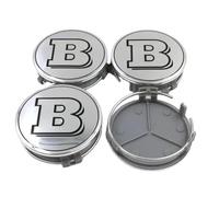 MABEIYE 4 Pezzi Auto Coprimozzi per Brabus 75mm, Tappo Mozzo Impermeabile Coprimozzo Antipolvere Copri Ruota Copriruota Centrale Parti,Silver