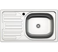 MABEL Lavello Cucina 1 Vasca con Gocciolatoio Acciaio Inox 201 Spazzolato Facile da Pulire L 76 cm x P 43,5 cm x Profondità 15 cm