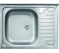 MABEL Lavello Cucina 1 Vasca con Gocciolatoio Lavabo da Appoggio Lavandino Cucina Acciaio Inox 201 Finitura Spazzolata Facile da Pulire Lavabo Cucina Profondità Vasca 15 cm - L 60 cm x P 50 cm
