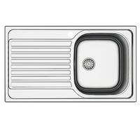MABEL Lavello Cucina 1 Vasca con Gocciolatoio Lavandino Cucina Lavello Incasso Acciaio Inox 201 con Finitura Spazzolata Facile da Pulire Lavabo Cucina Profondità Vasca 14 cm - L 86 cm x P 50 cm