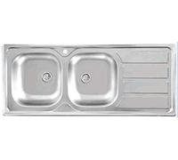 MABEL Lavello Cucina 2 Vasche con Gocciolatoio Lavandino Cucina Lavello Incasso Acciaio Inox 201 con Finitura Spazzolata Facile da Pulire Lavabo Cucina Profondità Vasche 15 cm - L 116 cm x P 50 cm