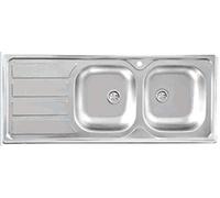 MABEL Lavello Cucina 2 Vasche con Gocciolatoio Lavandino Cucina Lavello Incasso Acciaio Inox 201 con Finitura Spazzolata Facile da Pulire Lavabo Cucina Profondità Vasche 15 cm - L 116 cm x P 50 cm