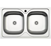MABEL Lavello Cucina 2 Vasche Lavandino Cucina Lavello Incasso Acciaio Inox 201 con Finitura Spazzolata Facile da Pulire Lavabo Cucina Profondità Vasche 16 cm - L 86 cm x P 50 cm