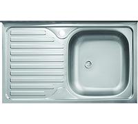 MABEL Lavello cucina da appoggio in acciaio L 80 cm 1 vasca destra