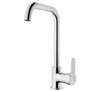 Mabel Miscelatore a Canna Alta Quadrata Orientabile Rubinetto per Lavello da Cucina, Leva Singola Girevole a 360°, Ottone 58-60 Cromato