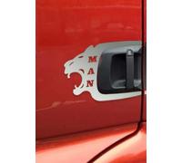 Mabi Automotive Parts 2 decorazioni a forma di leone per maniglia della porta in acciaio inox per camion TGA TGS TGX TGL Euro 5 ed Euro 6