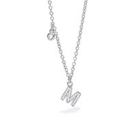 Mabina Gioielli - Collana Donna - Girocollo in argento con ciondolo lettera M e zirconi - 553500M
