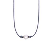 Mabina Gioielli - Collana Uomo - Collana in argento con cordino blu e perla bianca - 553586