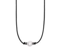 Mabina Gioielli - Collana Uomo - Collana in argento con cordino nero e perla bianca - 553587