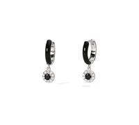 MABINA GIOIELLI - Orecchini Donna - Orecchini a cerchio in argento con smalto nero e zircone nero - 563599