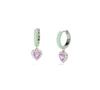 MABINA GIOIELLI - Orecchini Donna - Orecchini a cerchio in argento con smalto verde e zircone rosa - 563594