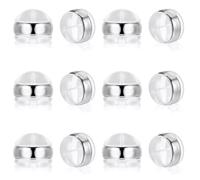 Mabor 12 chiusure in silicone per orecchini a perno, ganci da pesca, chiusura sicura per orecchini pesanti e cadenti, ipoallergenici, bianco trasparente morbido