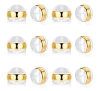 Mabor 12 orecchini in silicone con chiusura in oro, ipoallergenici, per il fissaggio di orecchini, per evitare la caduta