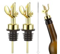 Mabor 2 versatori per bottiglie di liquore, per alcol (oro), design a chiusura automatica, materiale per uso alimentare, erogatore per whisky, beccucci per versare liquidi, olio d'oliva, aceto