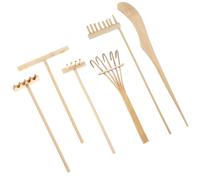 Mabor 6 mini rastrelli da giardino zen, accessori da giardino in miniatura per sabbia rocciosa, set di piccoli rastrelli per giardinaggio in bambù per la decorazione di casa e ufficio