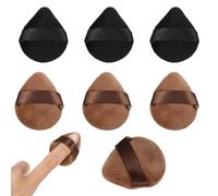 Mabor 6 mini soffi per cipria, in velluto, riutilizzabili, per cipria, colore rosso/highlight/ombra, nero e marrone