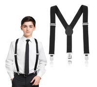 Mabor Bretelle per bambini, bretelle regolabili per bambini, 3 clip, bretelle a forma di Y, bretelle elastiche, bretelle per ragazzi, colore nero per bambini, ragazzi e ragazze