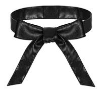 Mabor Cintura lunga da donna in pelle PU, 180 cm, cintura di ricambio per cappotto e cappotto, colore nero