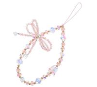 Mabor Cinturino da polso rosa con ciondolo a forma di farfalla e fiore, con perline per cellulare, accessori estetici in cristallo, catena Y2K per borsa, fotocamera, decorazione USB
