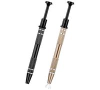 Mabor - Confezione da 2 strumenti per piercing a sfera, in acciaio inox, con supporto a 4 rebbi, pinzette per piccoli oggetti e componenti elettronici con chip IC