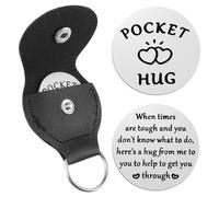 Mabor Pocket Hug Token A little Pocket Hug Portamonete Portachiavi in acciaio inox a doppia faccia Moneta Regalo premuroso per malati di cancro deve avere un abbraccio regali per uomini, donne e