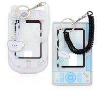 Mabor - Porta carte fotografiche in acrilico, 2 pezzi, con portachiavi, motivo: cartoni animati K-Pop Photocard Holder con bobina da polso Kawaii, porta badge per foto, carte di credito, carta