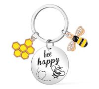 Mabor Portachiavi Ape Bumble Portachiavi Ape Regali Bee Keychain Bee Happy Keyring Donna Ciondolo Animali per Uomini Donne Portafoglio Borsa Zaino