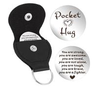 Mabor Portachiavi Holder in acciaio inox a doppia faccia moneta regalo ispiratore per malati di cancro amici must have hug regali per uomini donne, Argento, Nero