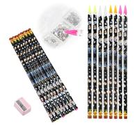 Mabor Set di 8 penne a forma di diamante, per nail art, con punta per unghie, autoadesive, in resina, strumenti per la rimozione delle unghie, fai da te, con temperamatite