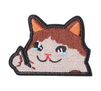 Mabor Toppa a forma di gatto con scritta in lingua inglese "Cry Cat", divertente, con gancio e anello, toppa ricamata per zaini, abbigliamento, jeans, cappelli, borse, caschi, gilet per cani